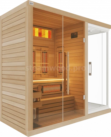 Двухместная комбинированная сауна Luxury из кедра с Душевой кабиной