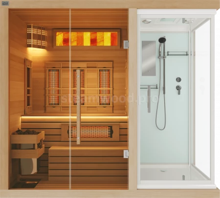 Двухместная комбинированная сауна Luxury из кедра с Душевой кабиной